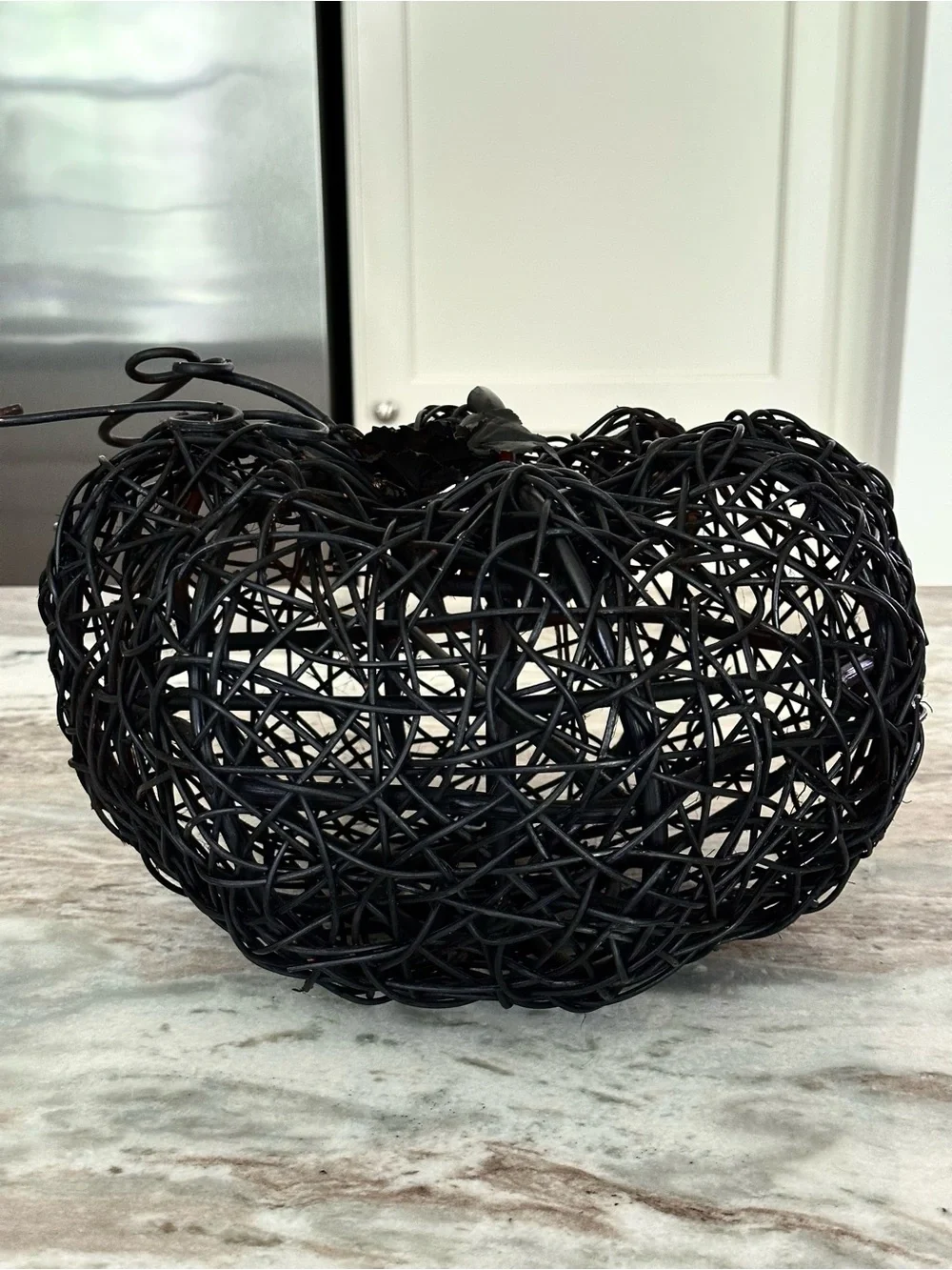 Halloween Pumpkin - Large Black Wicker Pumpkin Fall Halloween Decor